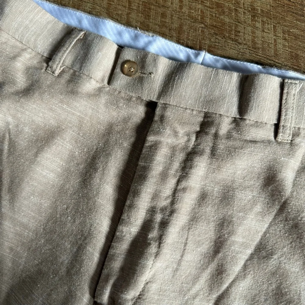 Men's PAULO SOLARI Beige Tailored Fit Trousers Waist 34